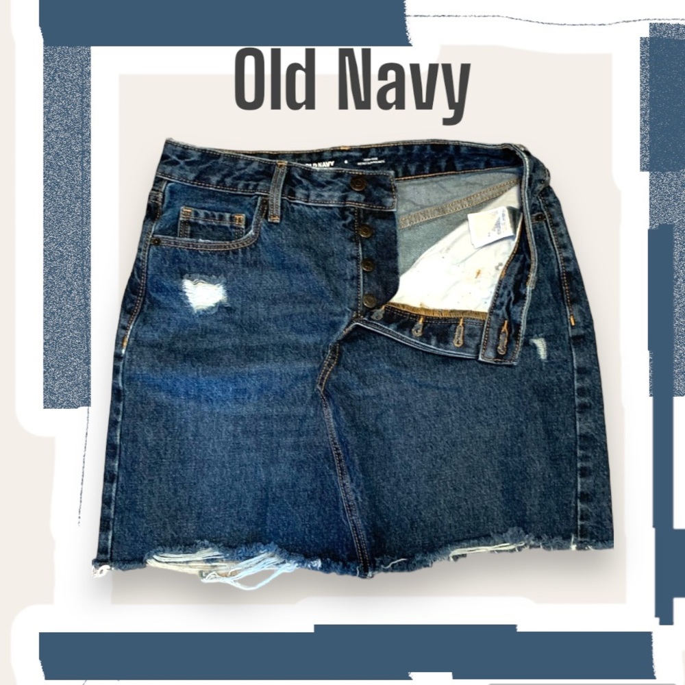 High-Waisted Button Fly Jean Skirt -NWOT